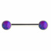 Nipple Barbell With Bezel Set Purple Opal -Titanium