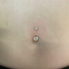 Navel Curve With Prong Set Clear Zirconia -24Kt Gold PVD Titanium - Image 2