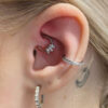 Piercing Ring With Zirconia Crisscross -Titanium - Image 2