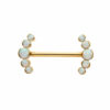 Nipple Barbell With White Opal Cluster -24Kt Gold PVD Titanium