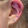 Moon With Clear Zirconia Top -24Kt Gold PVD Titanium - Image 2