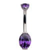 Navel Curve With Oval Shape Purple Zirconia -Titanium