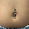 Navel Curve With Round & Triple Marquise CZ Dangle -Titanium - Image 2