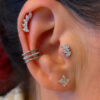 Triple Hoop With Zirconia In The Center Clicker -Titanium - Image 3