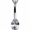 Navel Curve With Clear Oval Zirconia -Titanium
