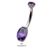 Navel Curve With Oval Shape Purple Zirconia -Titanium - Image 2