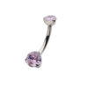 Navel Curve With Petite Prong Set Pink Zirconia -Titanium - Image 2