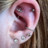 Curved Barbell With Tri Bead & 3-Cluster Clear Zirconia Top -Titanium - Image 2