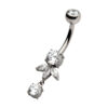 Navel Curve With Round & Triple Marquise CZ Dangle -Titanium - Image 4