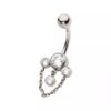 Navel Curve with Chain & Gem Dangles -Titanium - Image 2