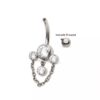 Navel Curve with Chain & Gem Dangles -Titanium - Image 3