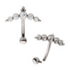 Curved Barbell With Tri Bead & 5-Cluster Clear Zirconia -Titanium