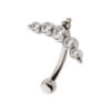 Curved Barbell With Tri Bead & 5-Cluster Clear Zirconia -Titanium - Image 4