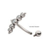 Curved Barbell With Tri Bead & 5-Cluster Clear Zirconia -Titanium - Image 5