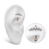 Curved Barbell With Tri Bead & 5-Cluster Clear Zirconia -Titanium - Image 2