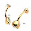 Navel Curve With Prong Set Clear Zirconia -24Kt Gold PVD Titanium - Image 4