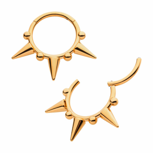 Piercing Ring With Spikes -24Kt Gold PVD Titanium - Image 3