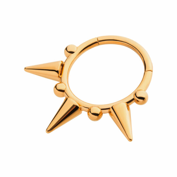 Piercing Ring With Spikes -24Kt Gold PVD Titanium