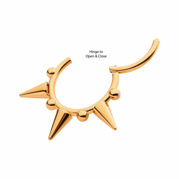 Piercing Ring With Spikes -24Kt Gold PVD Titanium - Image 2