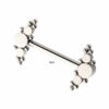 Nipple Barbell With Trio Beads & Zirconia 3-Cluster Ends -Titanium - Image 4