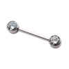 Nipple Barbell With Bezel Set Zirconia Ends -Titanium - Image 2