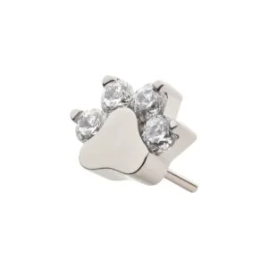Clear Zirconia 4-Cluster Paw Top -Titanium