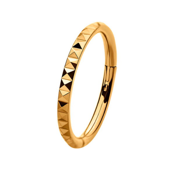 Piercing Ring With Pyramid Design -24Kt Gold PVD Titanium