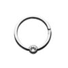 Piercing Ring With Bezel Set Zirconia -Titanium