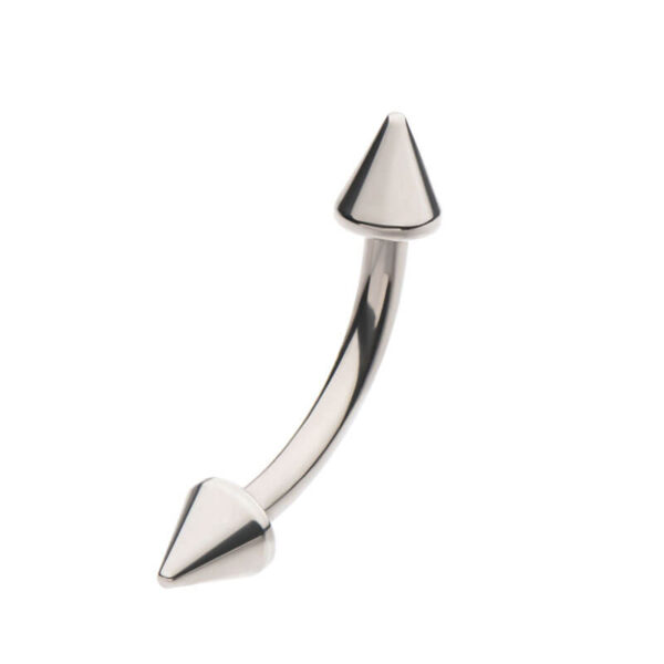 Curved Barbell With Spike Ends -Titanium