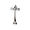 Curved Barbell With Tri Bead & 3-Cluster Clear Zirconia Top -Titanium