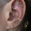 Double Hoop Side Clicker With Clear Zirconia -24Kt Gold PVD Titanium - Image 2