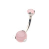 Navel Curve With Rose Quartz Stones -Titanium - Image 2
