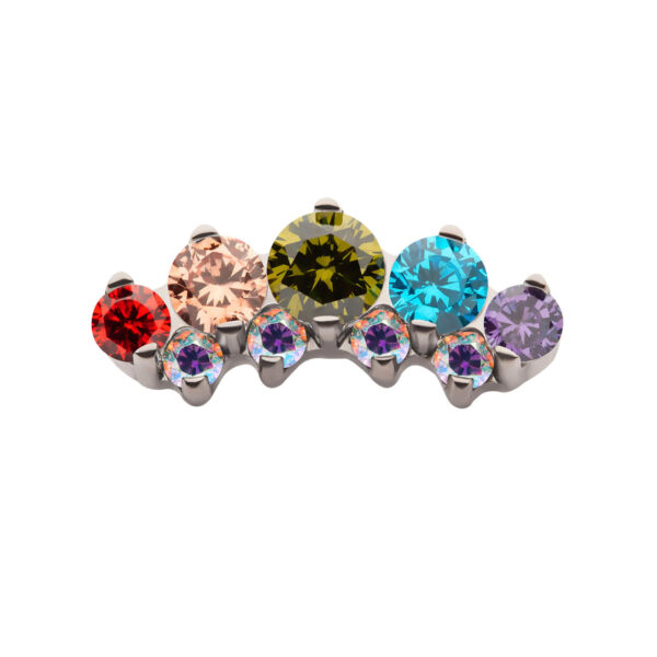 Multicolor Zirconia Terraced Cluster Top -Titanium